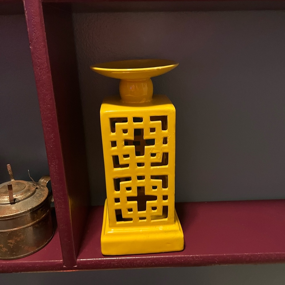 Yellow Geometric Candle Holder